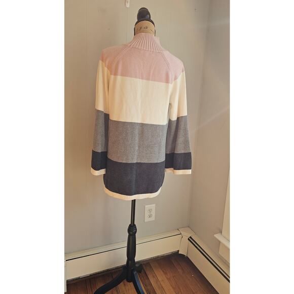 New Charter Club Sweater Color Block Cotton Blend Sz L Sweater - Picture 5 of 12